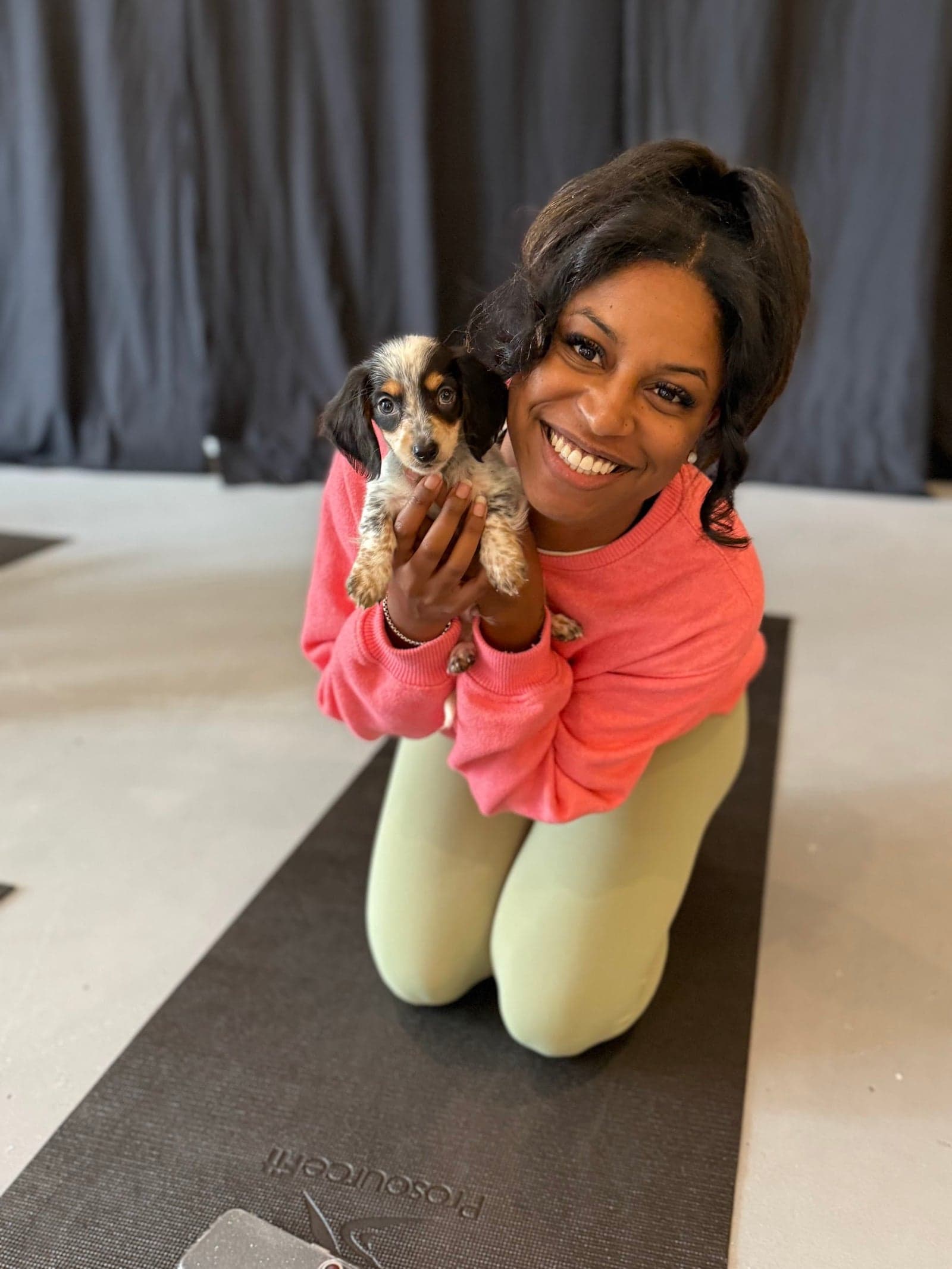 Puppy yoga class at Downtown